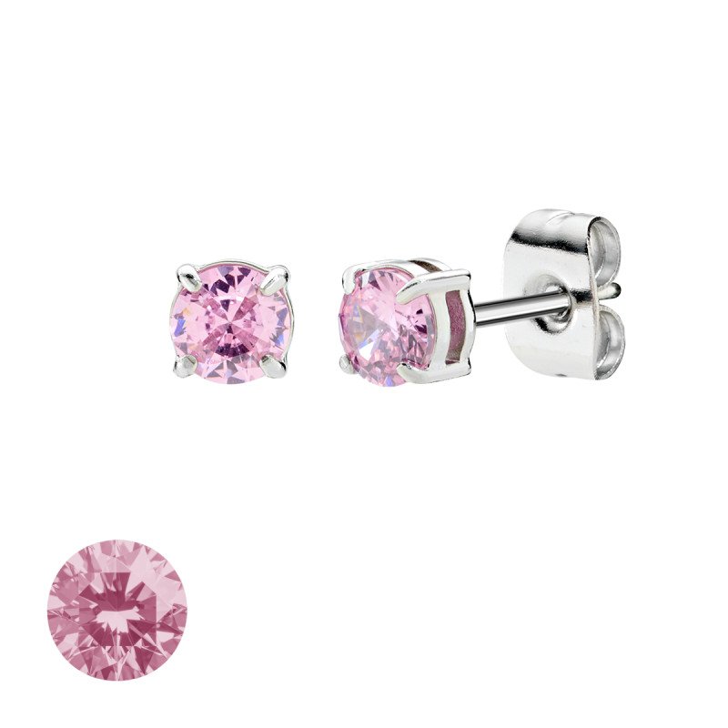 Orecchini in acciaio 316L con zirconi rosa antico - doacor3b25