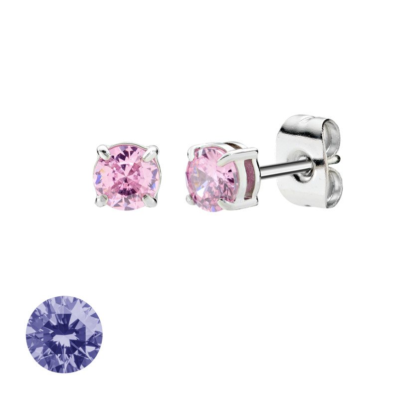 Orecchini in acciaio 316L con zirconi viola - doacor3b26