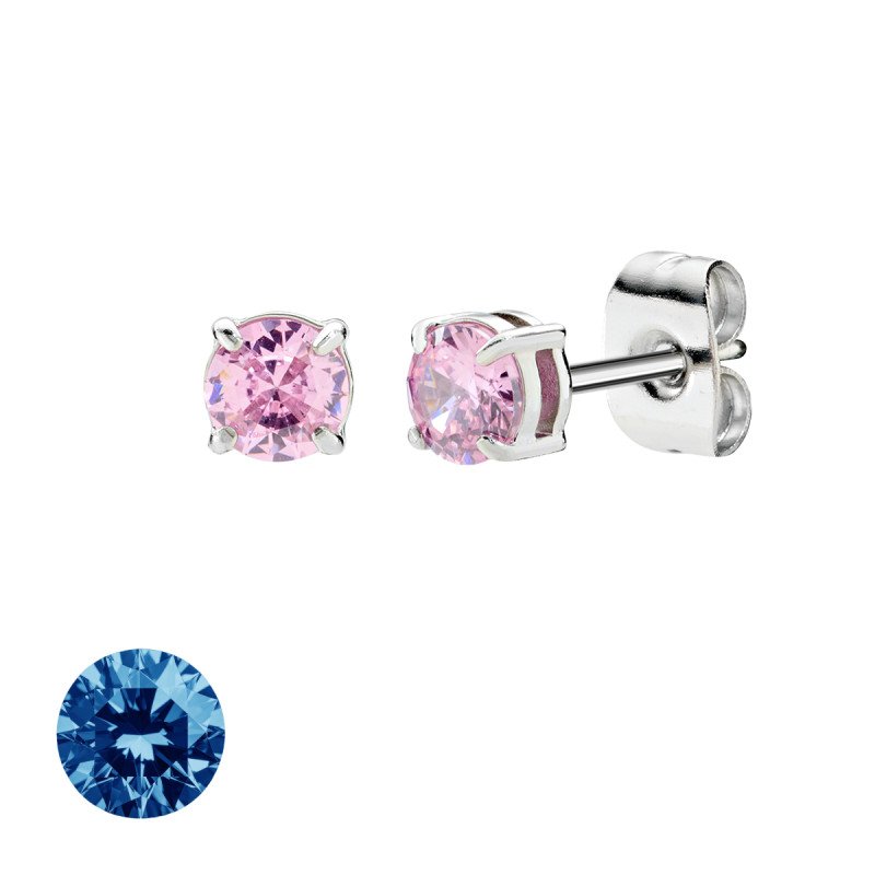 Orecchini in acciaio 316L con zirconi blu zaffiro - doacor3b27