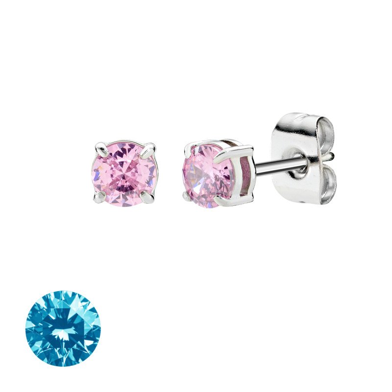 Orecchini in acciaio 316L con zirconi blu mare - doacor3b29