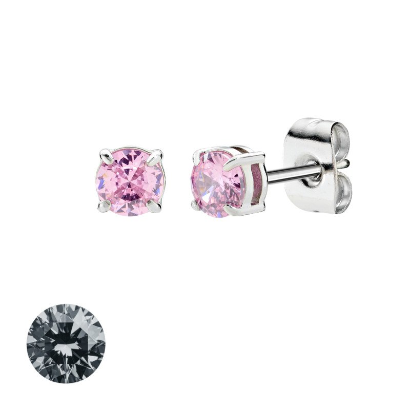 Orecchini in acciaio 316L con zirconi ematite - doacor3b31