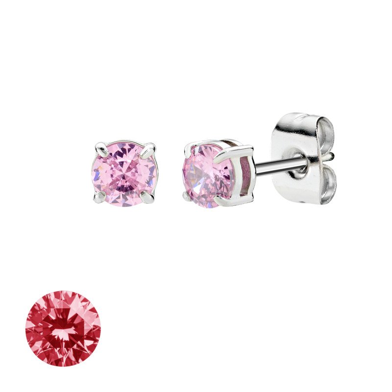 Orecchini in acciaio 316L con zirconi rosso rubino - doacor3b46