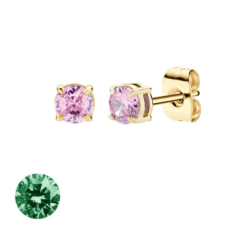 Orecchini in acciaio 316L con zirconi verde smeraldo - doacor3g07