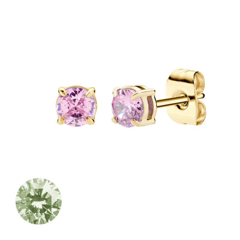 Orecchini in acciaio 316L con zirconi verde lime - doacor3g09