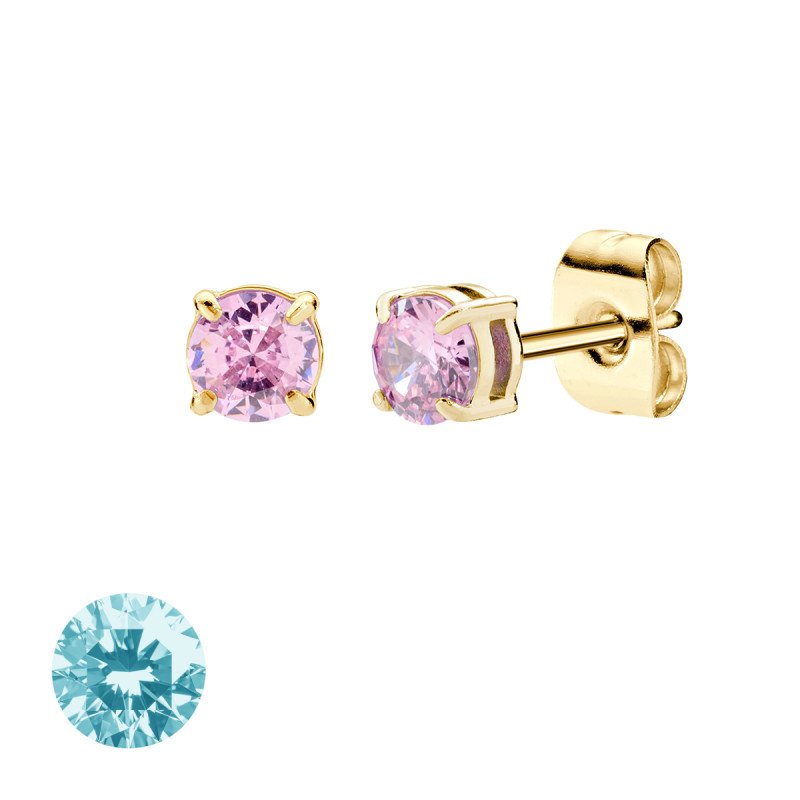 Orecchini in acciaio 316L con zirconi verde acqua - doacor3g11