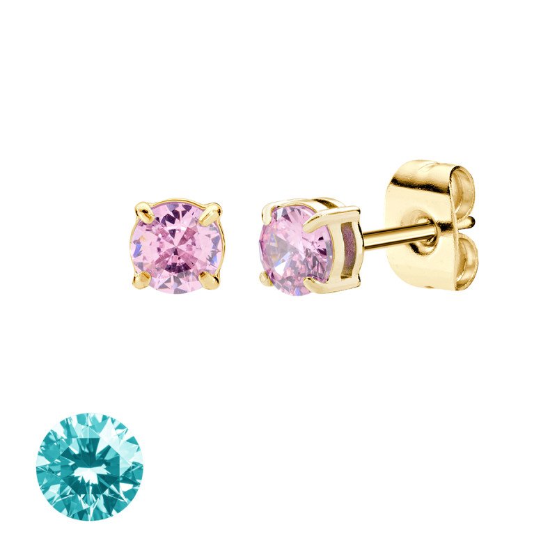 Orecchini in acciaio 316L con zirconi turchesi - doacor3g12