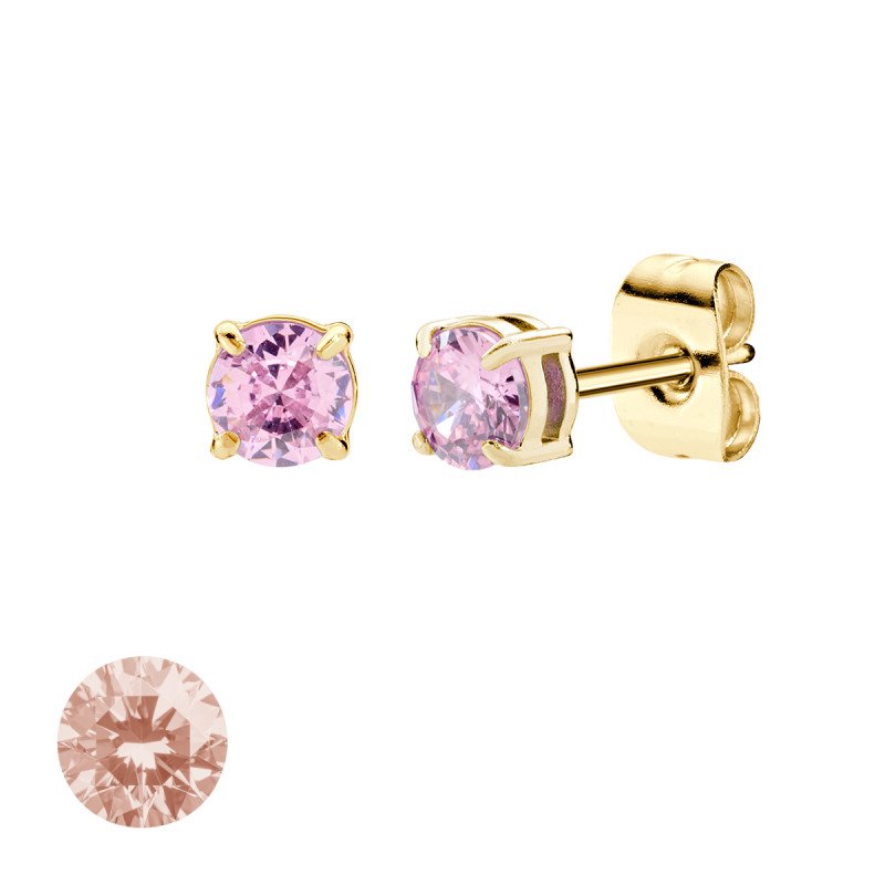 Orecchini in acciaio 316L con zirconi rosa pesca - doacor3g21