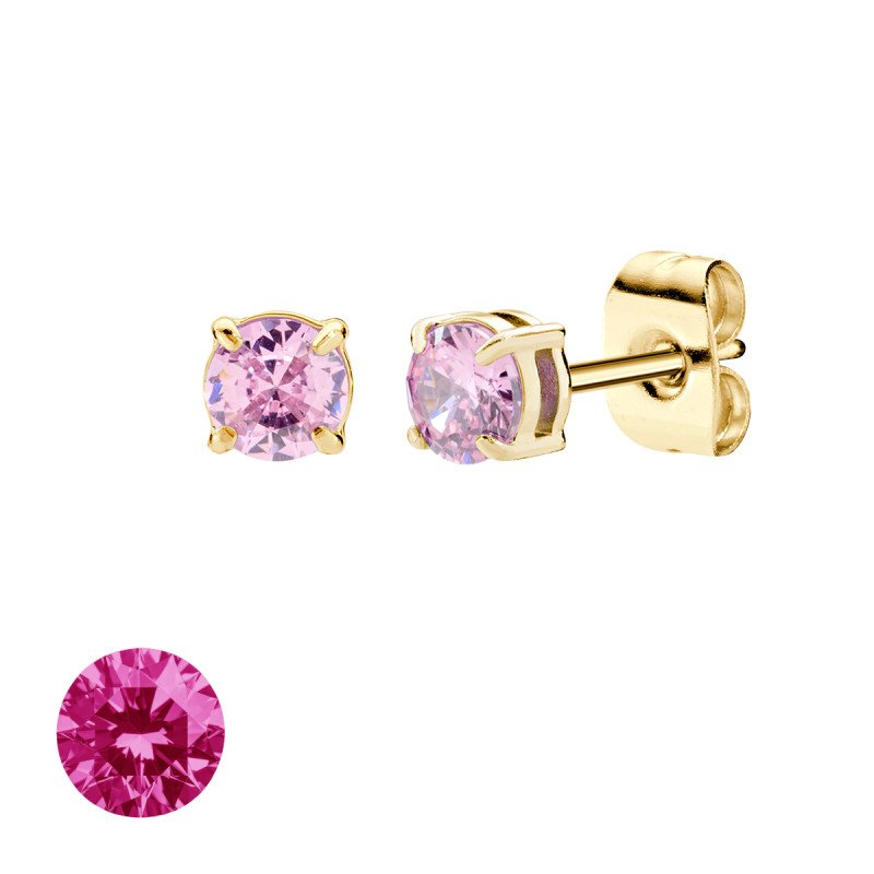 Orecchini in acciaio 316L con zirconi fucsia - doacor3g24