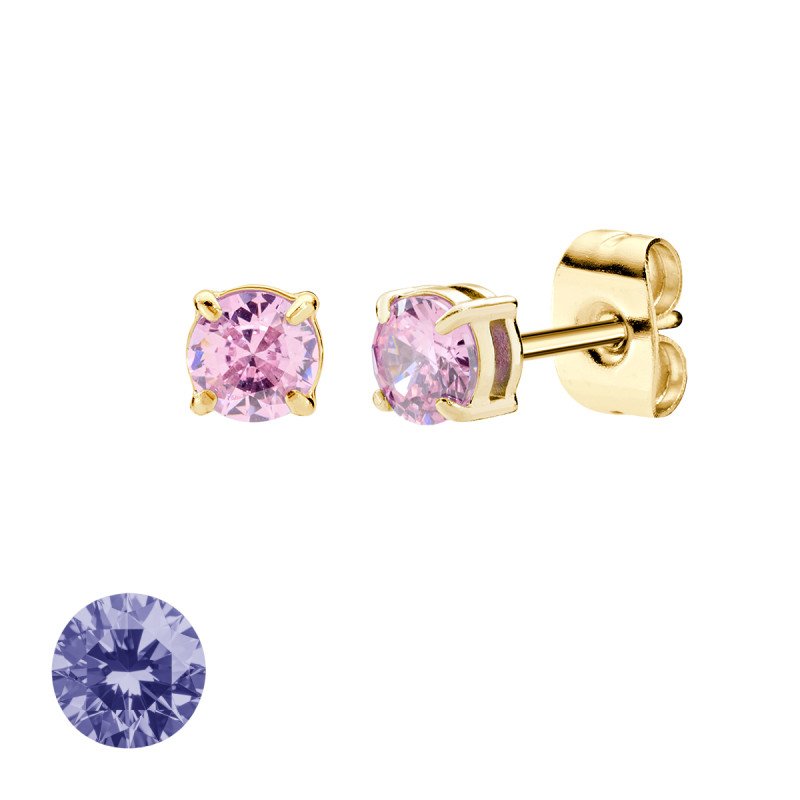 Orecchini in acciaio 316L con zirconi viola - doacor3g26