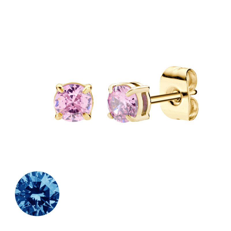 Orecchini in acciaio 316L con zirconi blu zaffiro - doacor3g27