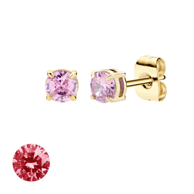 Orecchini in acciaio 316L con zirconi rosso rubino - doacor3g46