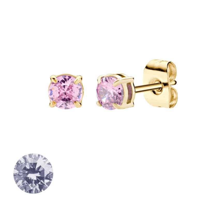 Orecchini in acciaio 316L con zirconi lillà - doacor3g48