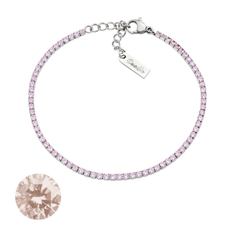 Bracciale in acciaio 316L con zirconi champagne - doactnb03