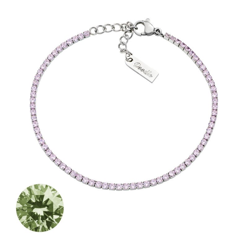 Bracciale in acciaio 316L con zirconi verde oliva - doactnb08
