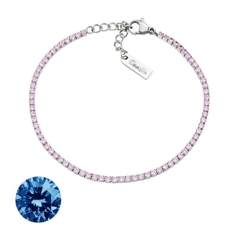 Bracciale in acciaio 316L con zirconi blu zaffiro - doactnb27