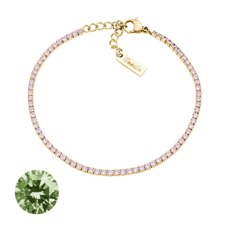 Bracciale in acciaio 316L con zirconi verde oliva - doactng08