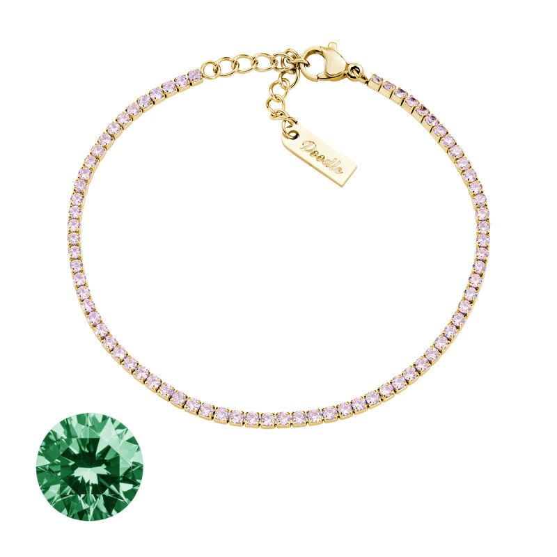 Bracciale in acciaio 316L con zirconi verde smeraldo - doactng10