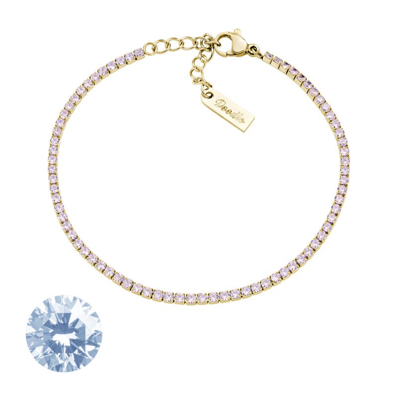 Bracciale in acciaio 316L con zirconi acquamarina - doactng13