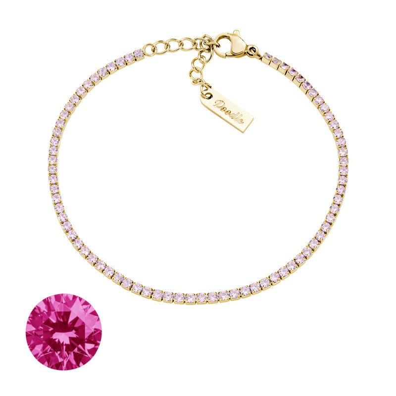 Bracciale in acciaio 316L con zirconi fucsia - doactng24