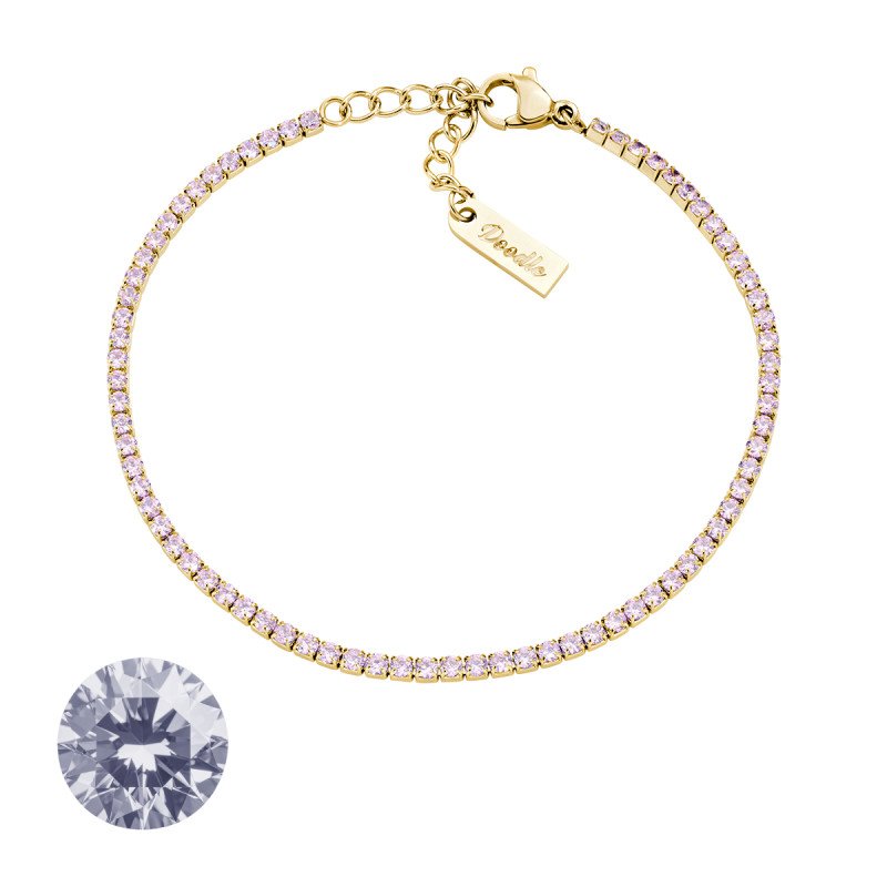 Bracciale in acciaio 316L con zirconi lillà - doactng48