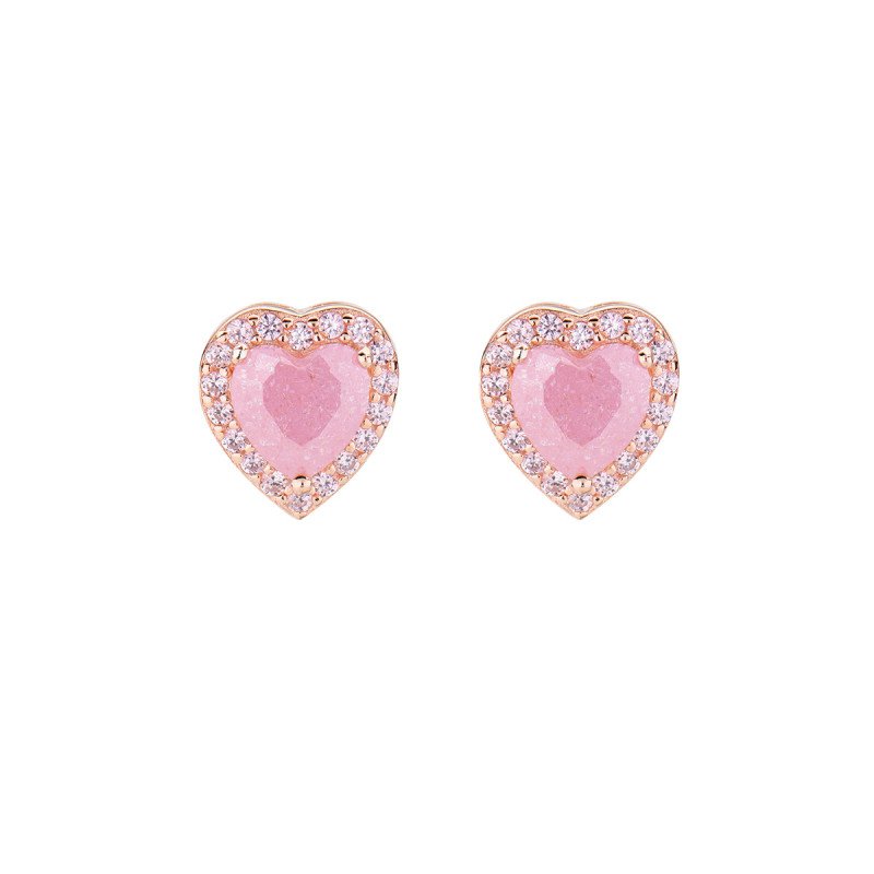 Orecchini in Argento Rosato con Cuore in Creek Stone - ecrhrro Orecchini in Argento Rosato con Cuore in Creek Stone - ecrhrro