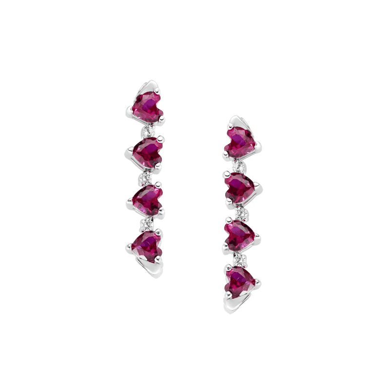 Orecchini Quadricuore Magnetico Rossi - emhbr