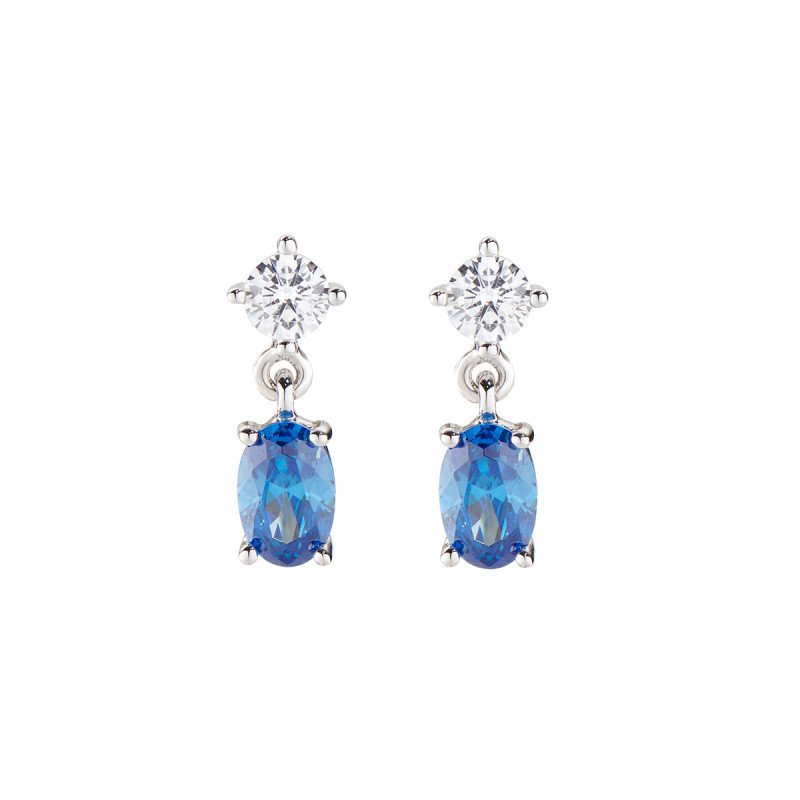 Orecchini Princess con Zircone Blu Ovale - eovbbl Orecchini Princess con Zircone Blu Ovale - eovbbl