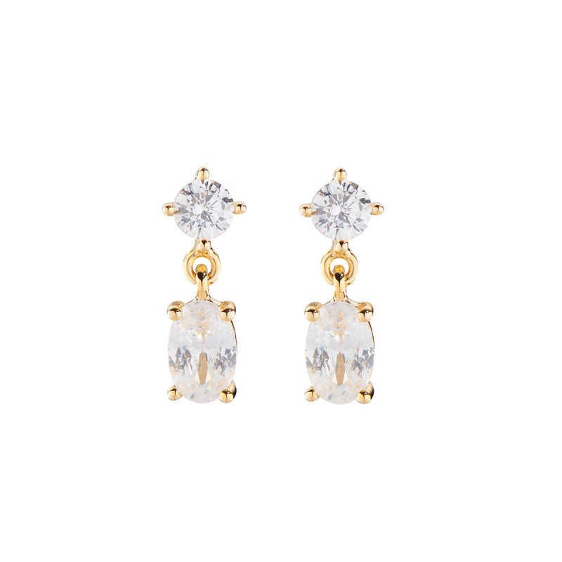 Orecchini Princess Dorati con Zircone Bianco Ovale - eovgb Orecchini Princess Dorati con Zircone Bianco Ovale - eovgb