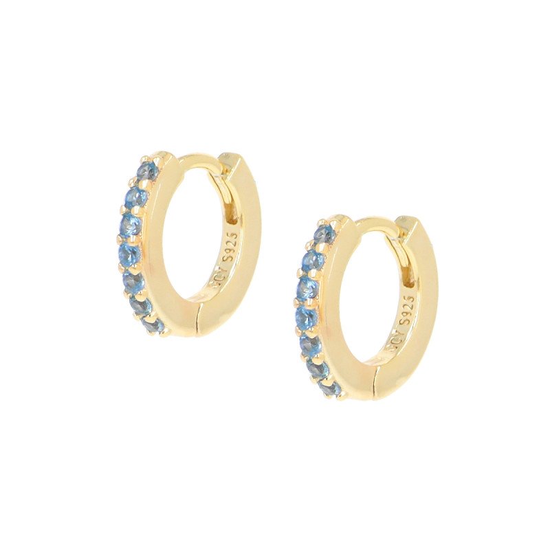 Orecchini cerchio dorati tennis mania zirconi acquamarina - et1gac