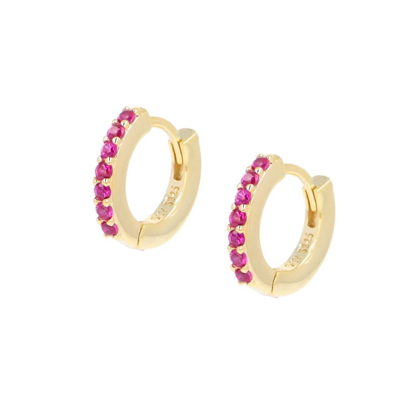 Orecchini cerchio dorati tennis mania zirconi fucsia - et1gr