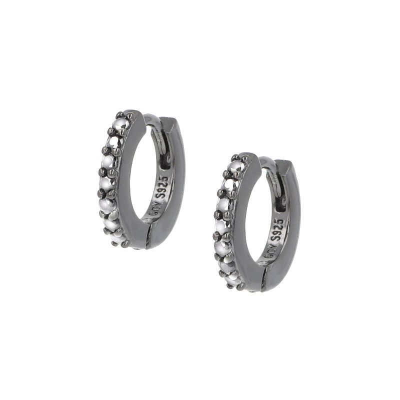 Orecchini cerchio rutenio tennis mania zirconi bianchi - et1nb