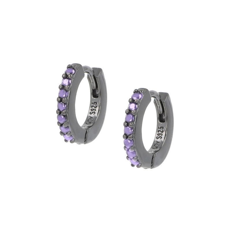 Orecchini cerchio rutenio tennis mania zirconi lilla - et1nli