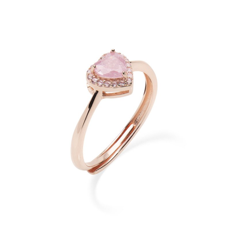 Anello in AG925 e creek stone rosa - Rosè - (Mis.2 10/14, Mis.3 16/20 - charm Ø 6mm) - rcrhrro2