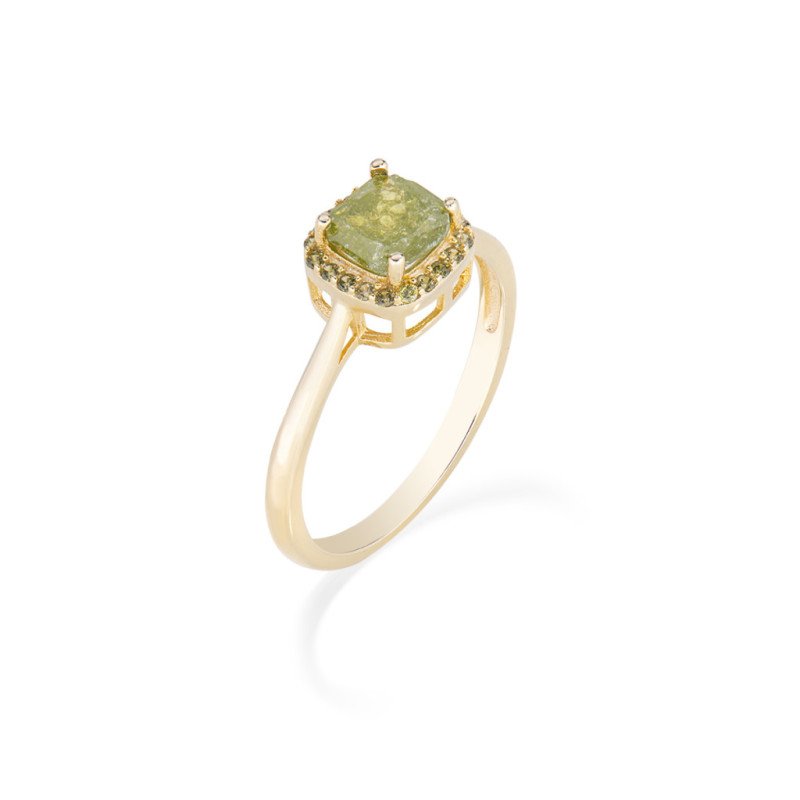 Anello in AG925 creek stone verde oliva e zirconi verde oliva - Oro - (Mis.2 10/14, Mis.3 16/20) - rcrqgvvz2