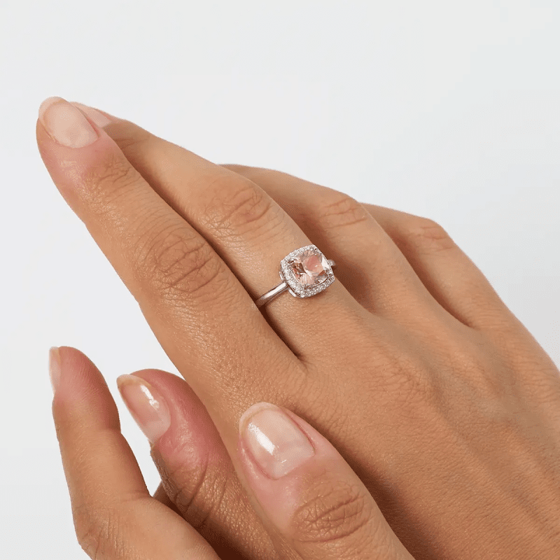 Anello Lady Regolabile con MorganiteTaglio Radiant - rquabbmoz3