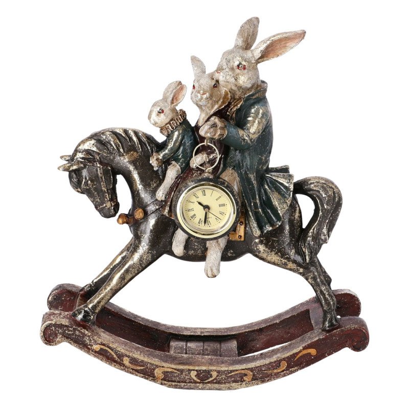 Figura Coniglio a Cavallo con orologio - rn207588