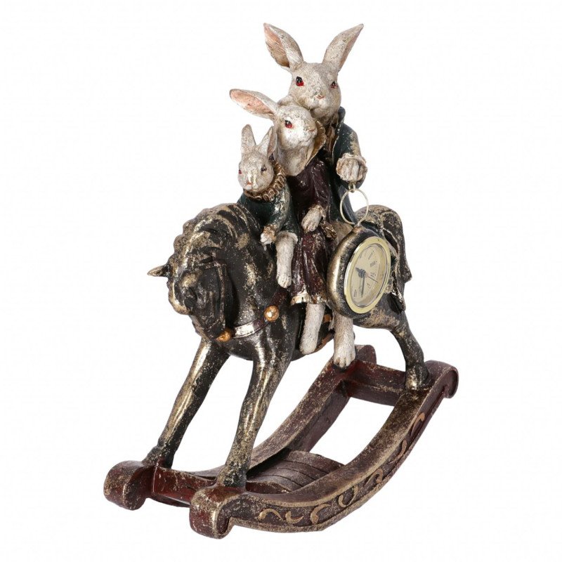 Figura Coniglio a Cavallo con orologio - rn207588