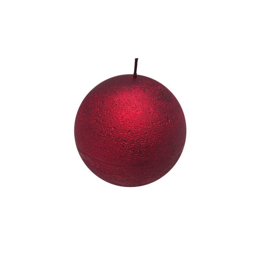 Candela rossa sfera diametro 10 cm. - d18418