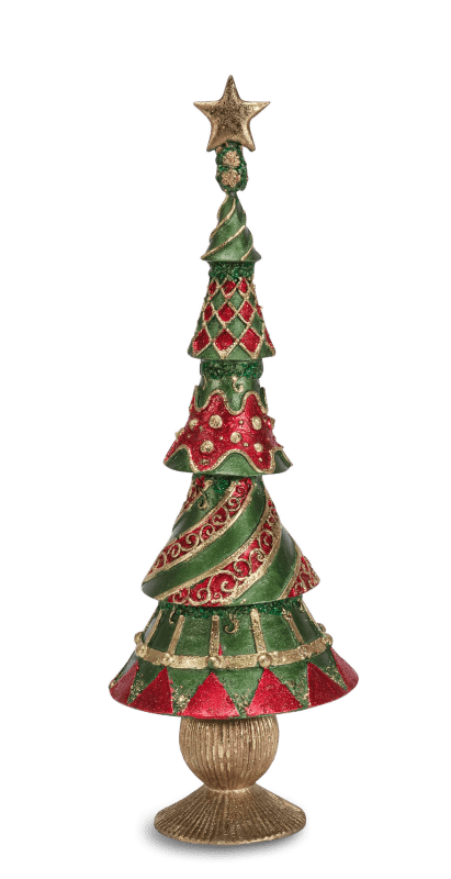Albero Arlecchino H.35cm. Rosso, Verde, Oro - d18585
