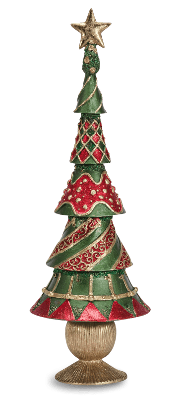 Albero Arlecchino H.43cm. Rosso, Verde, Oro - d18586