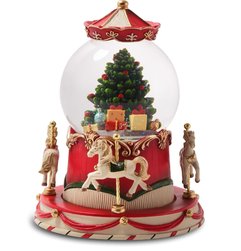 Globo Carillon Con Giostra, Movimemto e Luci Cm.14x19h. - d18592