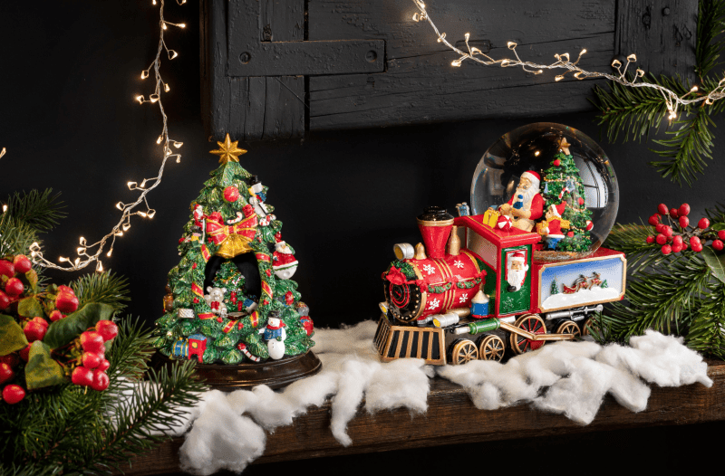 Trenino Carillon Con Globo Cm.22x18h  In Resina - d18609