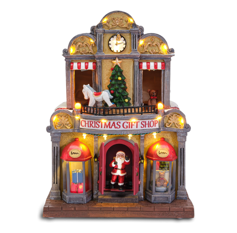 Villaggio Gift Shop Con Luci Suoni Movimento Cm.24x18x32h. - d18611