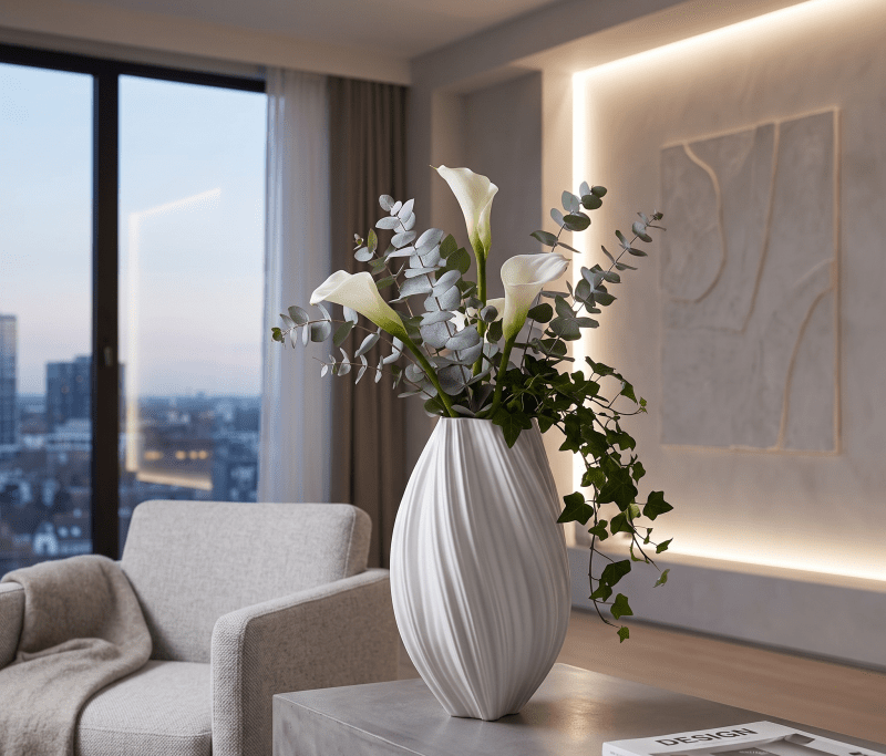 Vaso Tourbillon bianco cm 20x33h - d18767