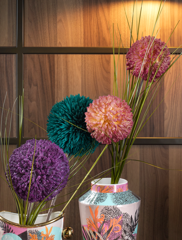 Doppio pom pom sangria  diametro 20  altezza 100 cm. - d18795 Doppio pom pom sangria  diametro 20  altezza 100 cm. - d18795