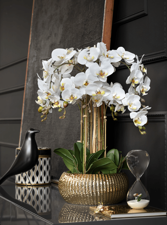 Pianta orchidea 8 rami con vaso  real touch - d18972 Pianta orchidea 8 rami con vaso  real touch - d18972