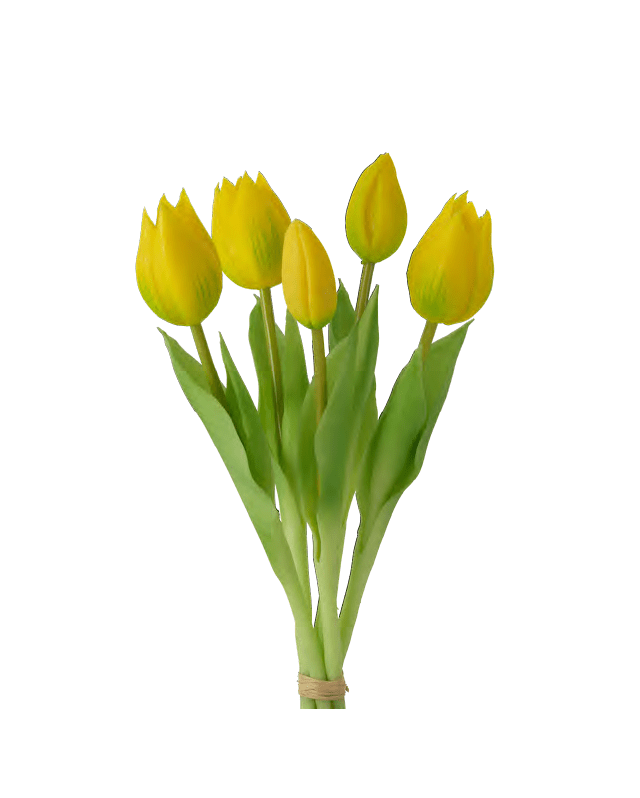 BOUQUET 5 TULIPANI CM.28 GIALLI - d19001