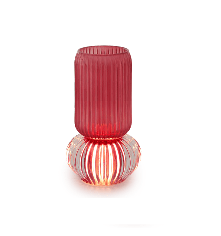 Vaso diametro Rosso cardinale c/luce led - d19017