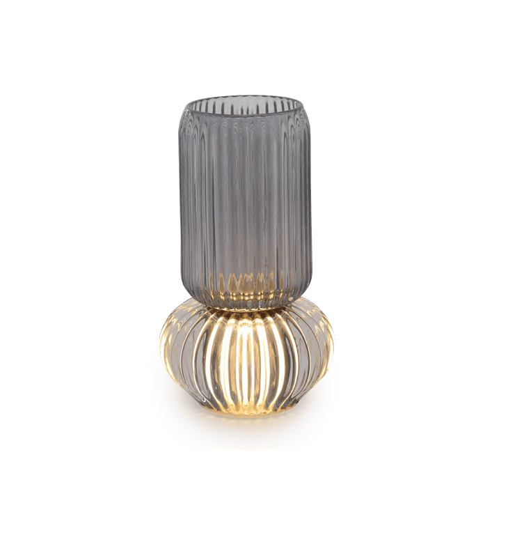 Vaso diametro  Grigio fumo con luce led - d19018