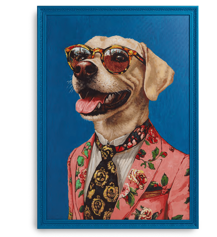Quadro cane blu cm. 77x107 (70x100) - d19034